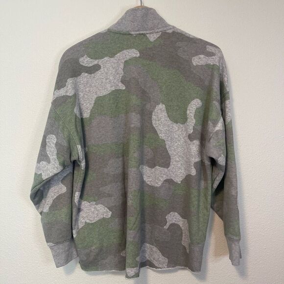 Aerie Oversized Camo Quarter Zip Raw Hem Sweatshirt Size Small - Picture 6 of 8